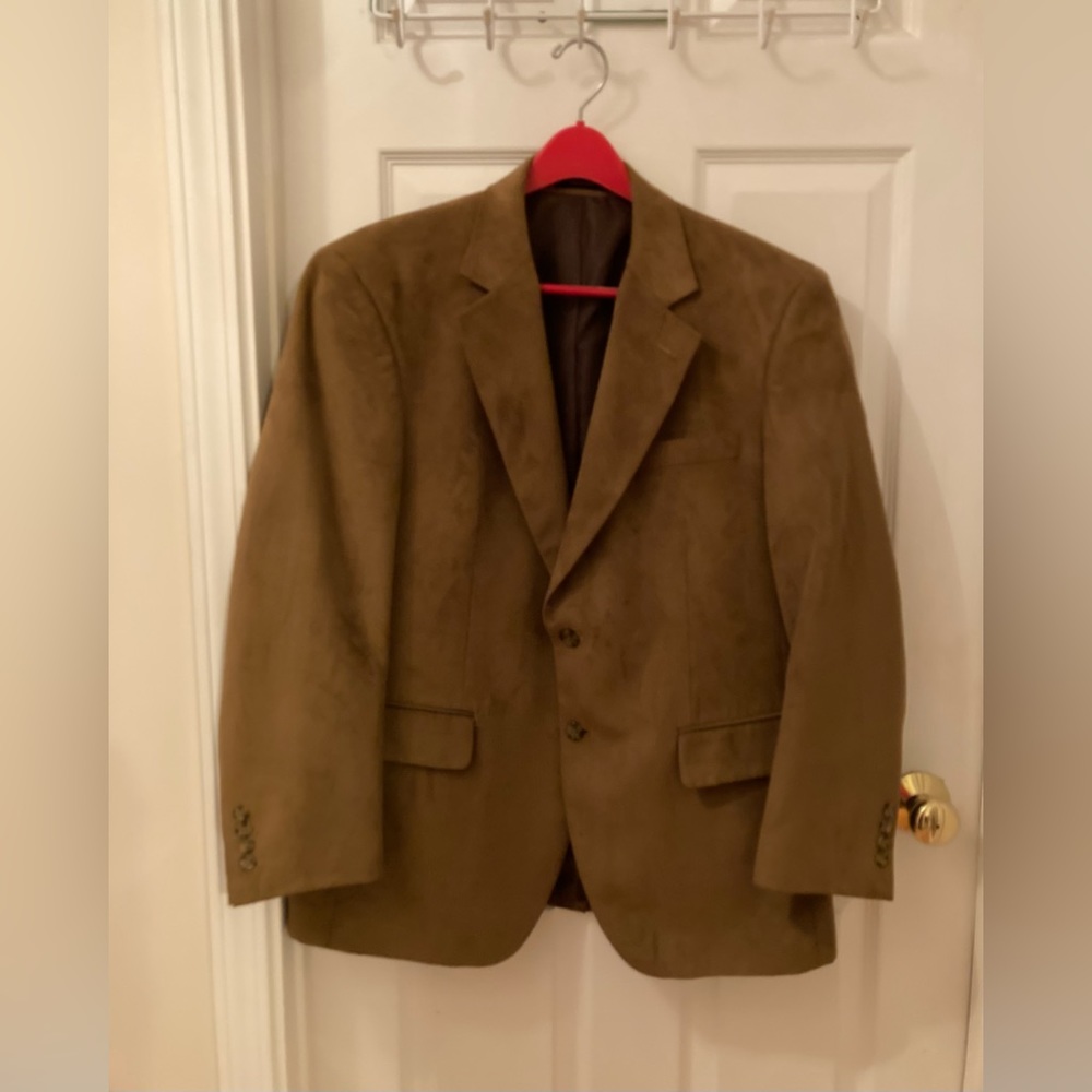 Brown suede-like sport coat blazer 42R